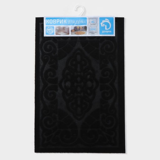 Коврик влаговпитывающий придверный Доляна «Восточная сказка», без окантовки, 38×58 см, чёрный