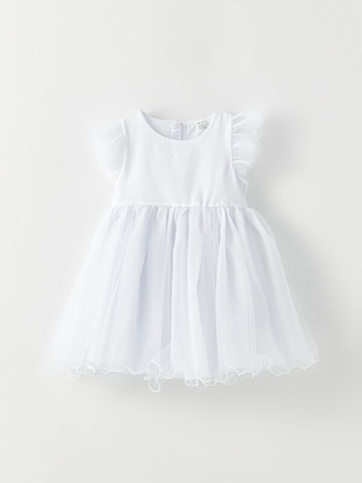 Bisiklet Yaka K?sa Kollu Basic K?z Bebek Elbise