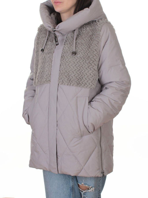 M-8800 GRAY/BEIGE Куртка зимняя стеганная женская (150 гр. холлофайбер)
