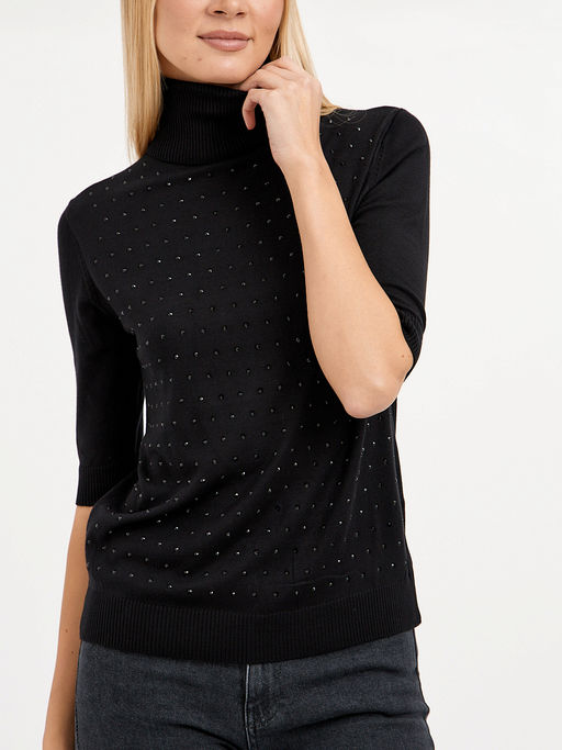 джемпер женский чёрный с добавлением страз - Glenfield фото 6