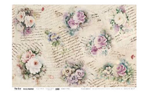 To-Do бумага рисовая Carta di Riso 50 x 70 см 10 шт. СК/Распродажа 92015 Розы-ноты сирень