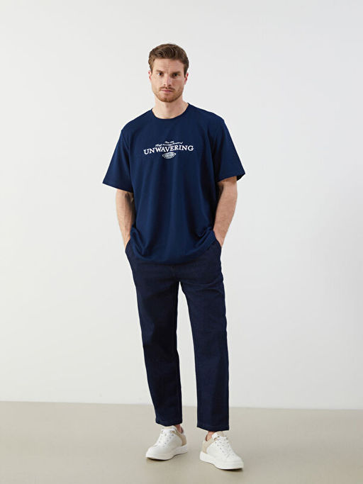 Bisiklet Yaka Bask?l? Erkek Ti??rt