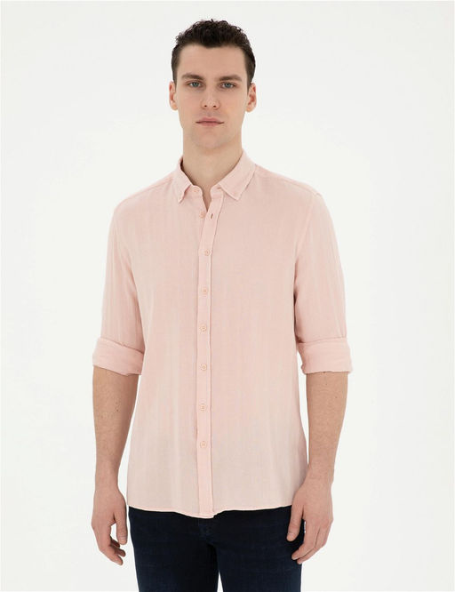 A__k Pembe Regular Fit Uzun Kollu G_mlek