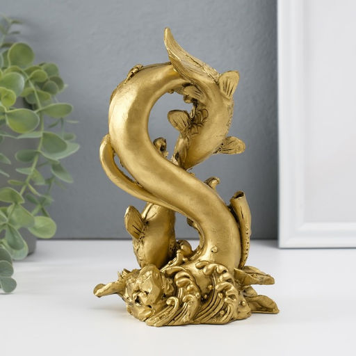 Нэцкэ «Карпы», полистоун под бронзу, 15×6.5×5 см