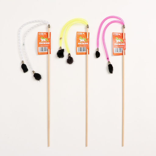 Дразнилка - удочка Норка на трубочке на деревянной палочке, микс цветов - Пижон фото 5