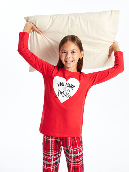 Bisiklet Yaka Bask?l? Uzun Kollu K?z ?ocuk Pijama Tak?m? - Waikiki фото 2