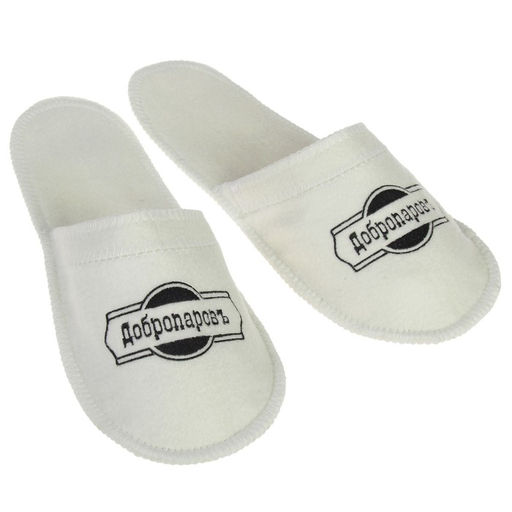 Тапочки для бани белые с черной с вышивкой ДОБРОПАРОВЪ  фото 2
