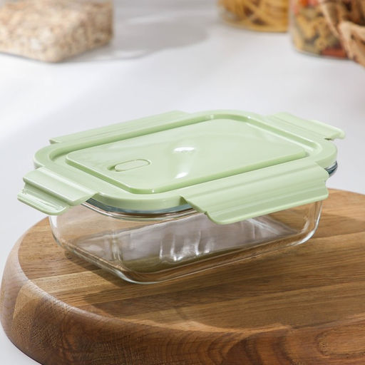 Контейнер Доляна Cook and Freeze, 650 мл, 17.5×13×6 см, с крышкой, жаропрочное стекло, цвет МИКС