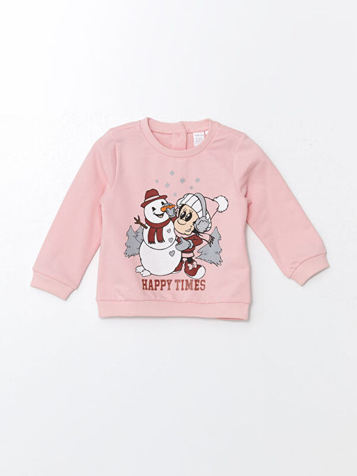 Bisiklet Yaka Uzun Kollu K?z Bebek Sweatshirt ve E?ofman Alt 2li Tak?m - Waikiki фото 2