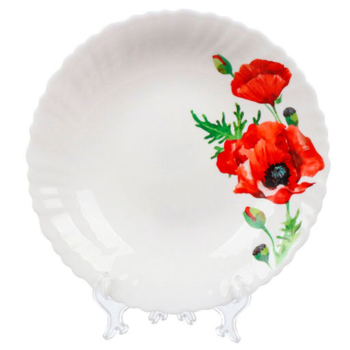 Алый мак, Тарелка суповая, 22 см, 620 мл, круглая, Daniks, LHSP85/K1929 (448962)  фото 2
