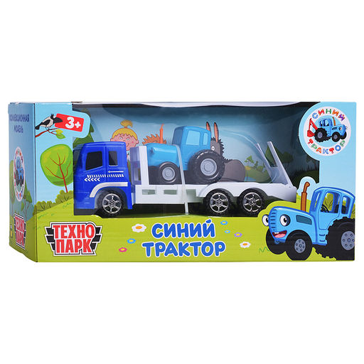 Машина металл "Синий трактор" с автоперевозчиком 7,5 см, синий
