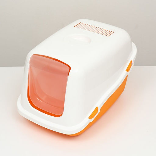 Pet-it домик-туалет для кошек COMFORT, (совок в наборе), 57x39x41, оранжевый/белый - Simaland фото 4