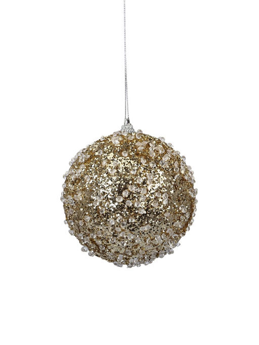 Цена за 2 шт. Ёлочный шар новогодний d=10 см Карнавал грация, золото - Зимнее волшебство фото 2