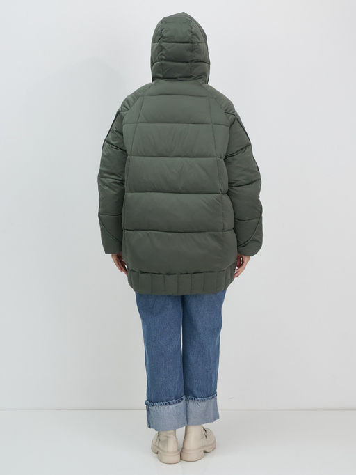 Куртка зимняя женская с капюшоном модная цвета хаки 7651Kh - Visdeer фото 14