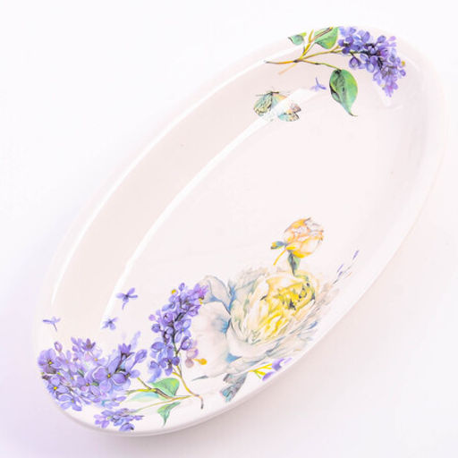 60222 Блюдо сервировочное овальное Букет фантазий доломит LR (х24)