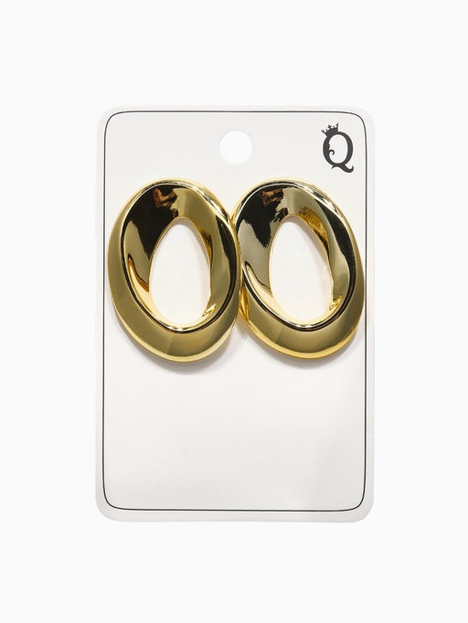 Серьги пластик Овал, цвет золото - Qf фото 3