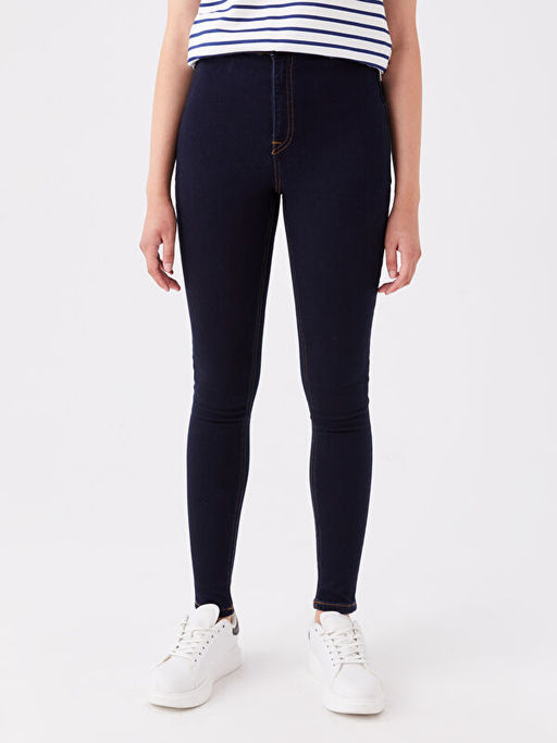 Y?ksek Bel J?piter S?per Skinny Fit ??i Polarl? Kad?n Jean Pantolon