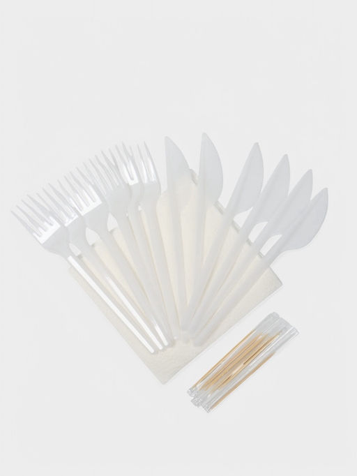 Набор пластиковой одноразовой посуды на 6 персон Не ЗАБЫЛИ! «Шашлычный №3», белый