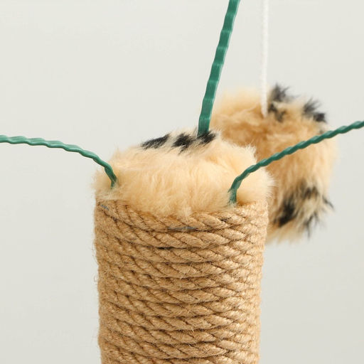 Когтеточка с тремя игрушками, 35 х 35 х 53 см, бежевая с черными лапками - Пижон фото 9