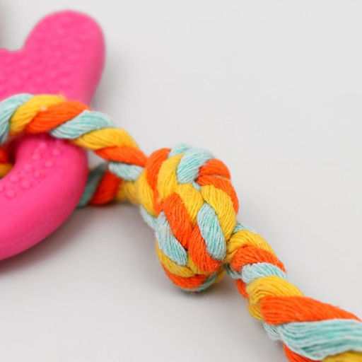 Игрушка жевательная с канатом для собак Ладошка, 10 см, розовая - Пижон фото 4