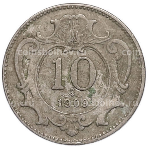 Монета 10 геллеров 1909 года Австрия