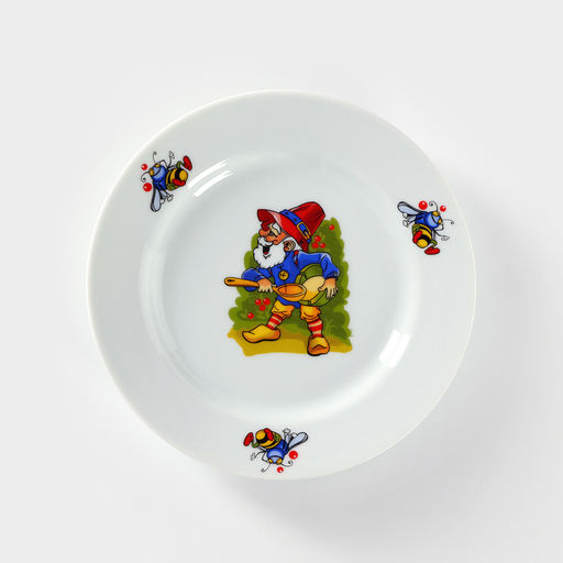 Тарелка детская Добрушский завод «Лесовичок», d=20 см, фарфор, белая, рисунок МИКС