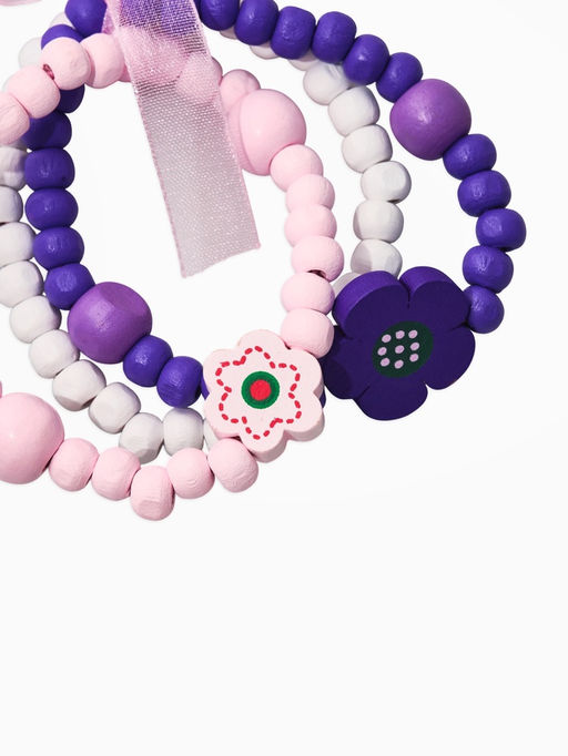 Цена за 2 шт. Набор детских браслетов 3 шт. «Выбражулька. Цветок» с бантом, d=6 см, бело-фиолетовый