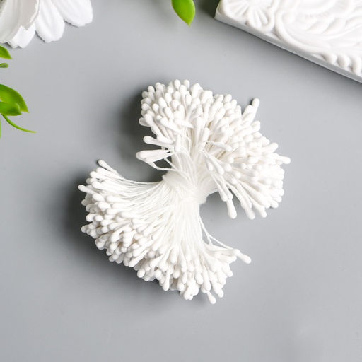 Тычинки для цветов «Капельки матовые белые» d=1.5 мм набор 400 шт. длина 6 см