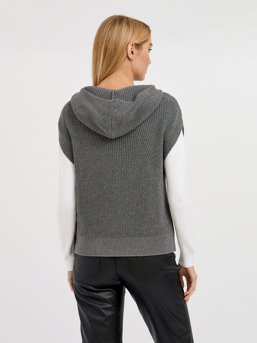 джемпер женский серый без рукавов и с капюшоном - Glenfield фото 5