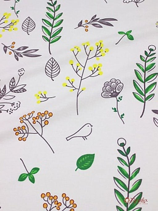 Поплин Гербарий с птичками, ш.2.2м, хлопок-100%, 110гр/м.кв