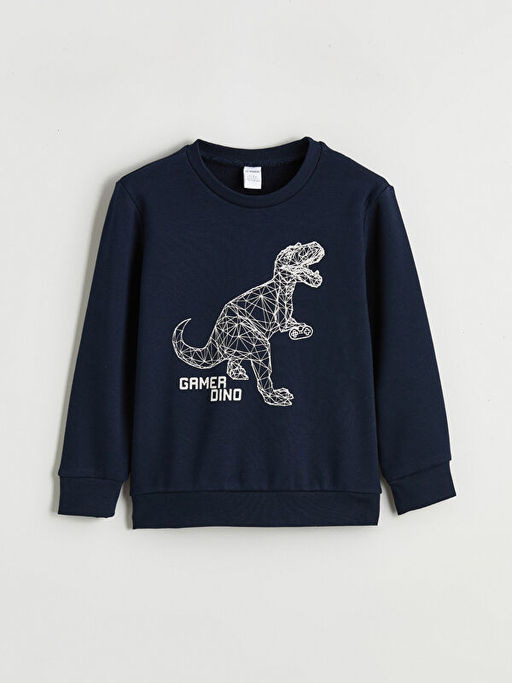 Dinozor Bask?l? Erkek ?ocuk Sweatshirt