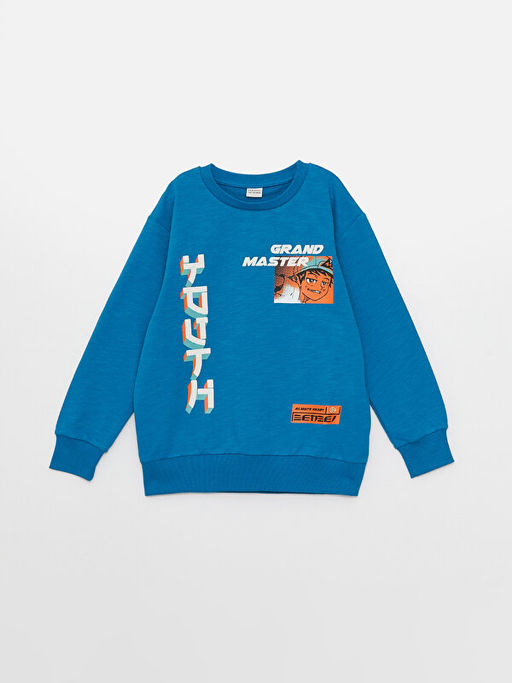 Bisiklet Yaka Bask?l? Uzun Kollu Erkek ?ocuk Sweatshirt ve Roller - Waikiki фото 2