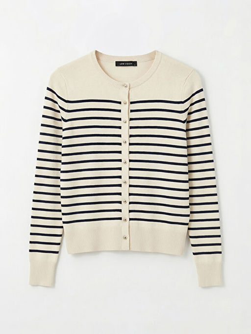 Bisiklet Yaka ?izgili Kad?n Triko H?rka