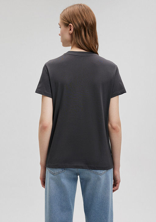 Kelebek Bask?l? Antrasit Tisort - Mavi фото 4