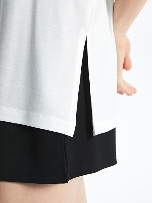 Oversize Modal Kar???ml? Kad?n Spor Ti??rt