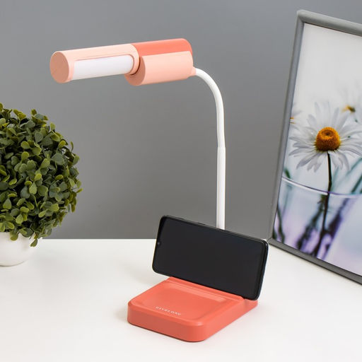 Настольная лампа «Лансер» LED 3.5 Вт USB АКБ красно-розовый 11×15×45 см RISALUX