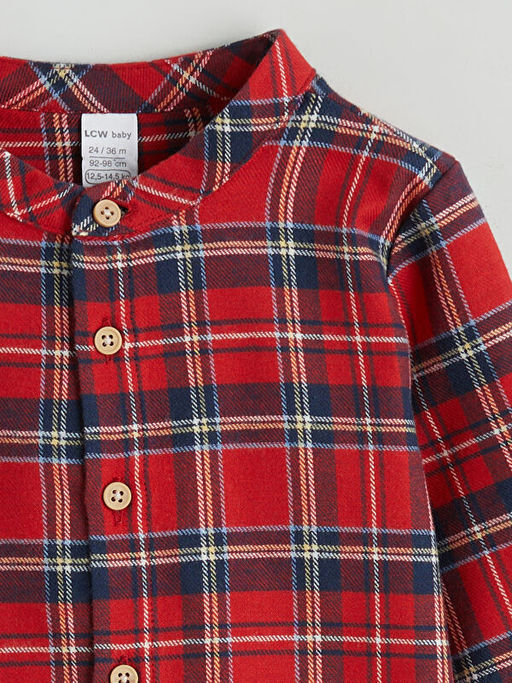 Uzun Kollu Ekose Desenli Erkek Bebek G?mlek