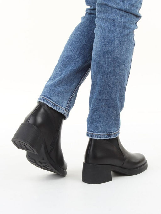 01-M43-6 BLACK Ботинки демисезонные женские (натуральная кожа, байка)