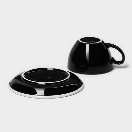 Кофейная пара фарфоровая Magistro Coffee time, 2 предмета: чашка 200 мл, блюдце d=14,5 см, цвет чёрный  фото 6