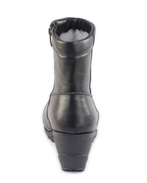 Полусапожки женские на платформе черные, кожа, молния