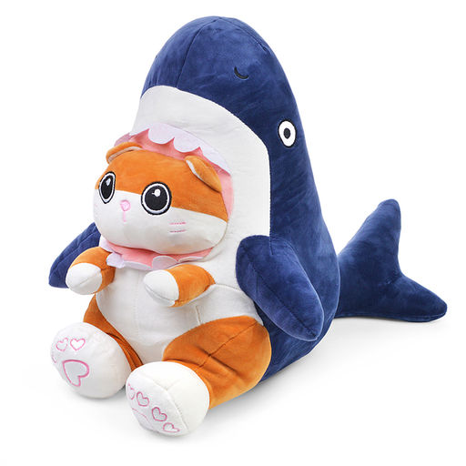 Мягкая игрушка "Кот" в костюме акулы, с пледом, 45 см.