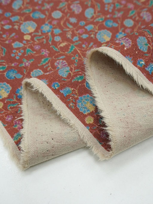 Хлопколен Чудный вьюнок цв.коричнево-красный, ш.1.5м, лен-20%, хлопок-80%, 170гр/м.кв - Купава фото 6