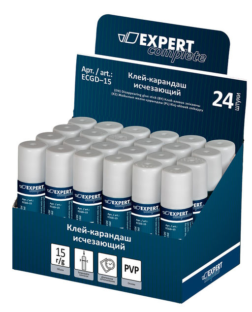 Expert Complete Клей-карандаш исчезающий, сиреневый, PVP ECGD-15 24 шт х 15 г
