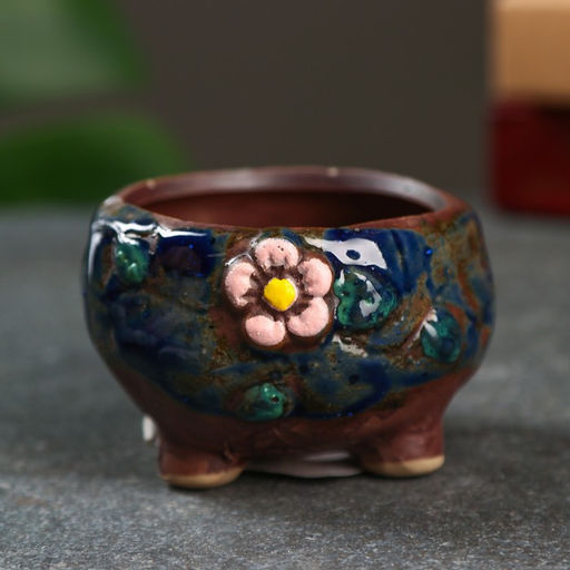 Цена за 2 шт. Горшок "Бочонок" 5х5х5см МИКС