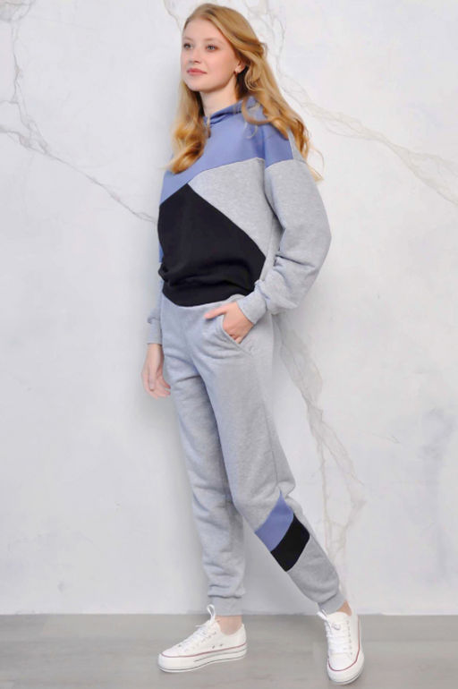 Арт. 2515 Костюм с брюками женский 44-52 (5 шт) Цвет:верх-серый,лаванда,черный,низ-серый - Калинка фото 3