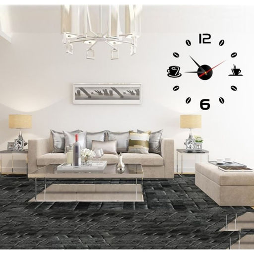 Часы настенные интерьерные для кухни, 3d «Время кофе», большие, d=50 см, чёрные