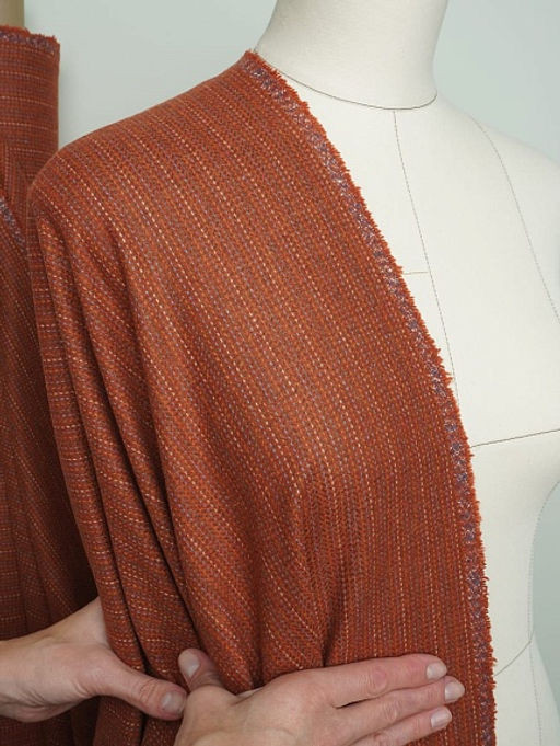 Шерсть пальтово-костюмная Твид Полоска-пунктир цв.кирпичный, ш.1.5м, шерсть-30%, п/э-70% - Купава фото 18