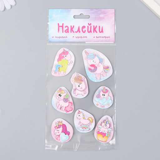 Наклейка картон 2 слоя Единорожки и сладости 17х12 см - Simaland фото 4