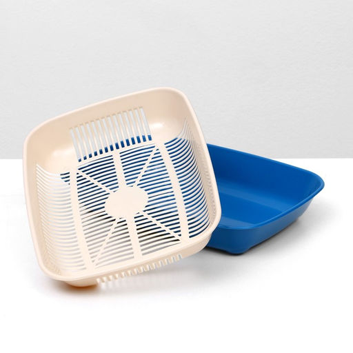Туалет округлый с сеткой 33,5 х 25 х 6 см, бежевый/синий - Simaland фото 4