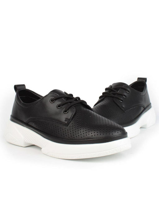 03-PDXL140-2 BLACK Полуботинки спортивные женские (натуральная кожа)